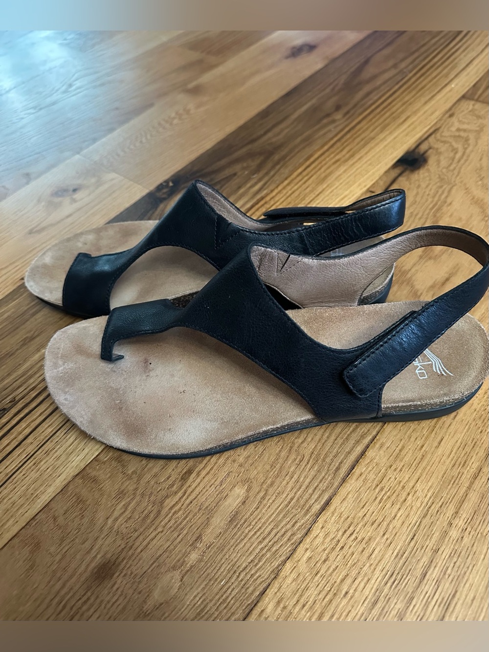 Dansko Black Leather Reece Sandals